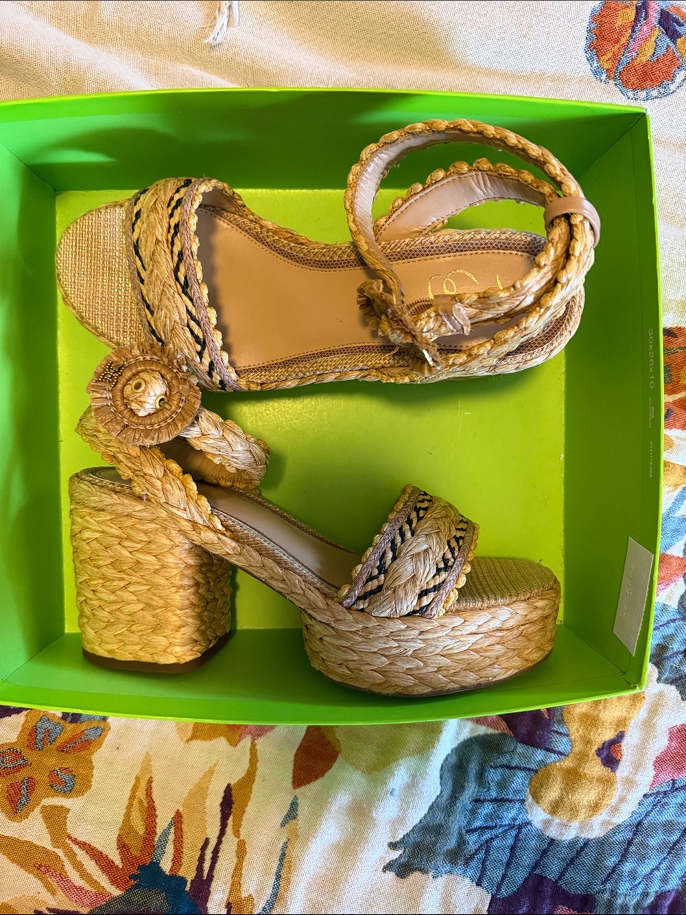 Sam Edelman Braided Straw Platform Sandals in Natural